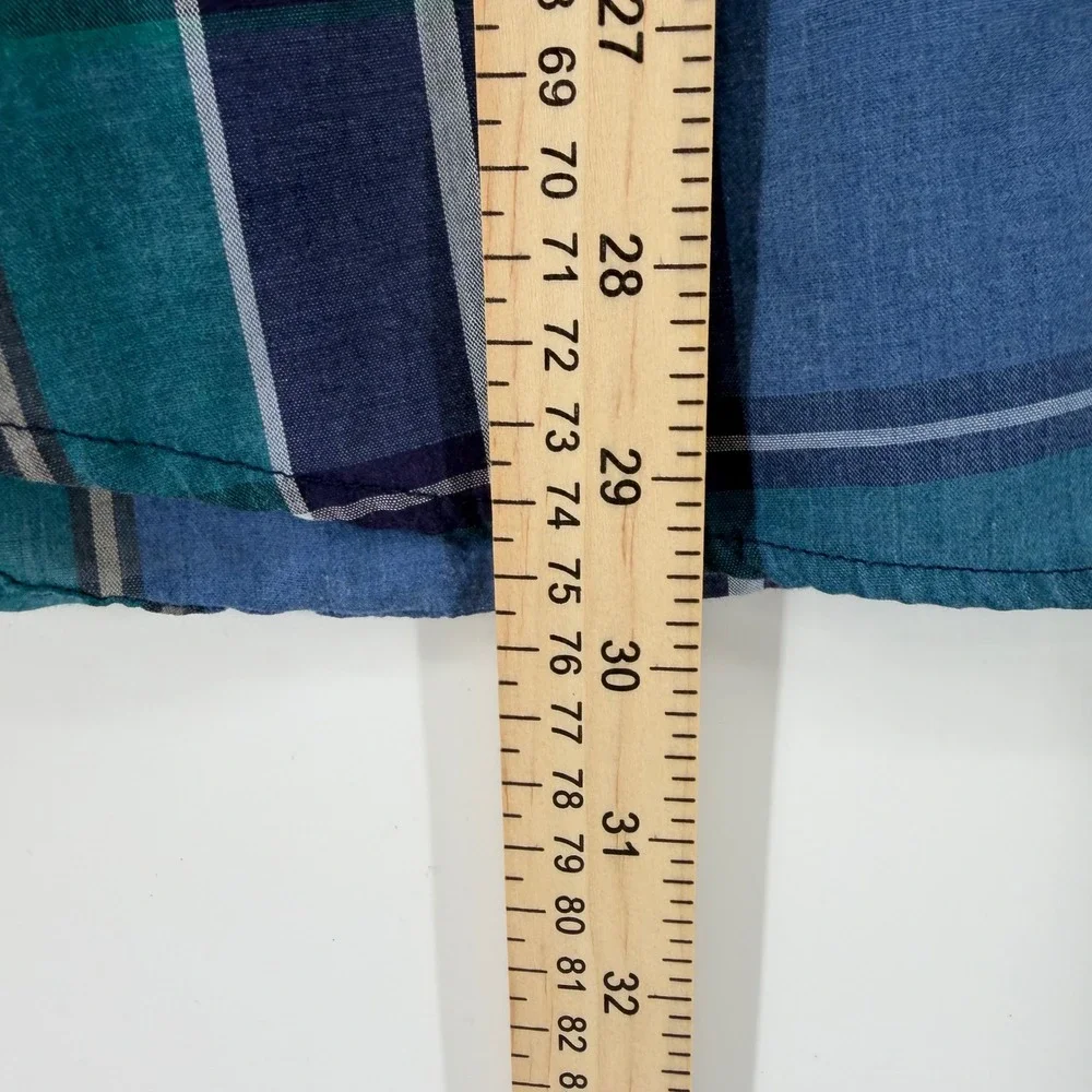 Youngbloods Western Shirt Mens 3X Blue Teal Plaid Pearl Snap Long Sleeve 0957